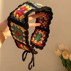New Boho Crochet Headband - Black Multi